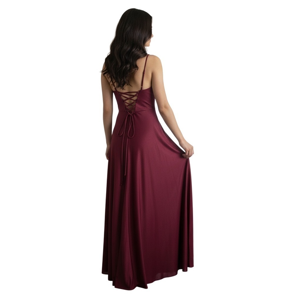 Chic Backless Burgundy Dress